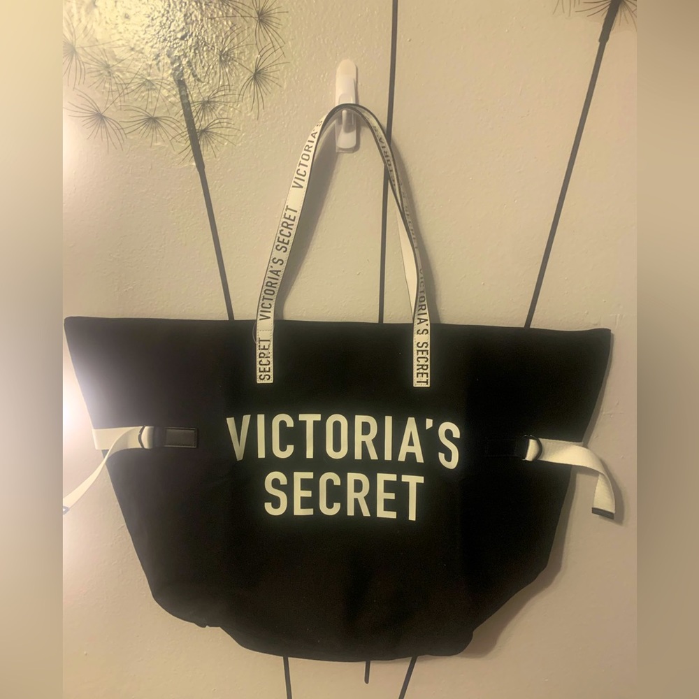 Victoria Secret Black Canvas Leather Straps New Without Tags XL